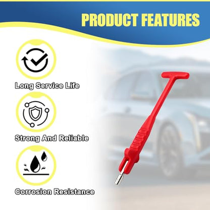 Car Tire Valve Stem Puller/Installer Tool with T Handle, No Scratch Car Valve Stem Remover Extender Adapter Replacement, Universal Car Tire Valve Stem Removal and Installation Repair Tool(Red) - color: Red