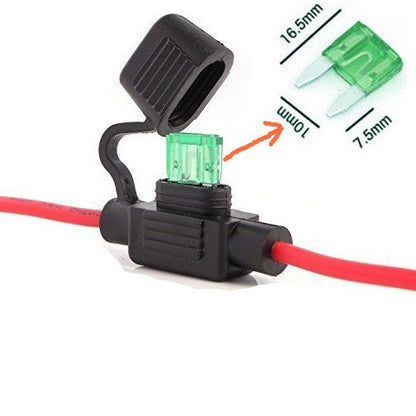 Car Inline Blade Fuse Holder Box In-Line AWG Wire Copper Waterproof Medium Size Black + Red (5PCS)