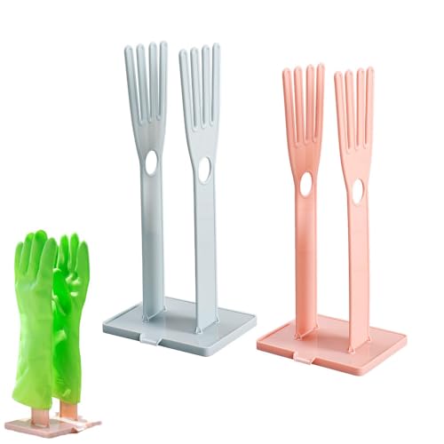 2 Pack Household Gloves Holder Rack Organizer Household Cleaning Glove Drying Rack for Rubber Kitchen Dishwashing Gloves Reusable Pet Grooming Brush with Long Sleeve Waterproof Glove