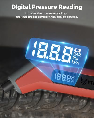 ETENWOLF T300 Digital Tire Pressure Gauge 3-200 PSI, Industrial Tire Gauge Calibrated to ANSI B40.7 Grade 2A(Plus-Minus 0.5%), Replaceable AAA Batteries, Dark Cyan - color: Dark Cyan