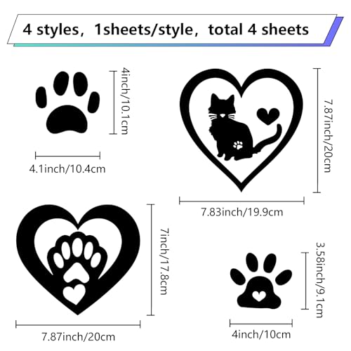 GORGECRAFT 4 Styles 4Pcs Cat Dog Paw Prints Car Sticker Black Reflective Heart Car Bumper Decals Waterproof PET Automotive Exterior Decor Stickers for SUV Truck Motorcycle Doors Walls Laptop - style: Paw Print
