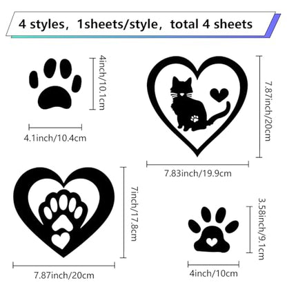 GORGECRAFT 4 Styles 4Pcs Cat Dog Paw Prints Car Sticker Black Reflective Heart Car Bumper Decals Waterproof PET Automotive Exterior Decor Stickers for SUV Truck Motorcycle Doors Walls Laptop - style: Paw Print