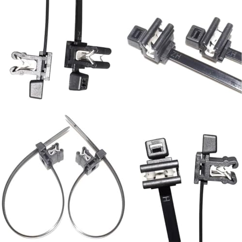 black Nylon Universal edge clip Cable Tie Buckle metal cable clips Zip Tie Mount with 0.19x7.87inch Cables Ties Wire Holder Management Clips Parallel clamp and vertical clamp 24PCS