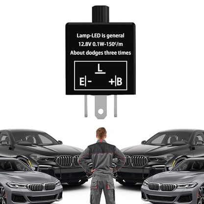 Flasher Relay for LED Turn Signal CF14 LED Flasher Relay 3-Pin 12V LED Electronic Turn Signal Flash Plugin Flasher for Lights Fix Hazard Warn Hyper Blink Flash CF-14 EP35(Adjustable) - size: CF14 Adjustable