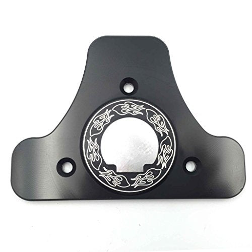 XKH- Motorcycle Black CNC Billet Sissy Bar Backrest Pad Mount Kit Skull Compatible with 1994 and later Harley Davidson Touring (equipped with H-D Detachables Sissy Bar Upright) [B01KNXA508]