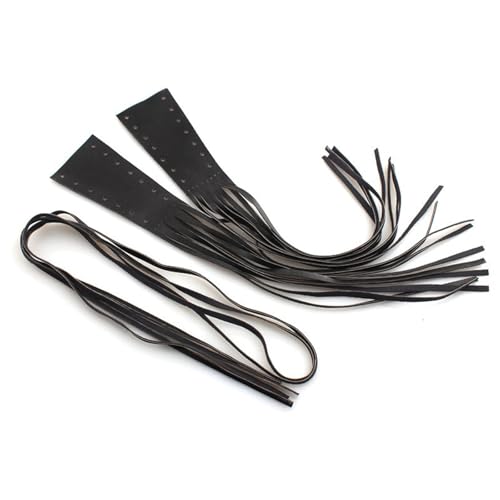 Motorcycle Brake Clutch Covers, Handlebar Tassels Fringe Leather Throttle Grip Covers with Ribbon 2Pcs (Black)