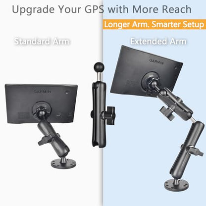 VAUBORTTI 1" Double Socket Arm with Dual Ball Adapter, Aluminum Alloy Extension Arm for RAM B Size, Fits Motorcycle Phone Mount, Tablet Holder, GPS, Fish Finder, Boat,Car,UTV