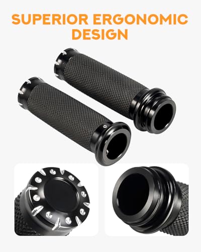 PBYMT 1 Inch Electronic Throttle Handlebar Grips Fit for Harley Davidson Touring Road King Street Glide Softail 2008-2024 - color: Black