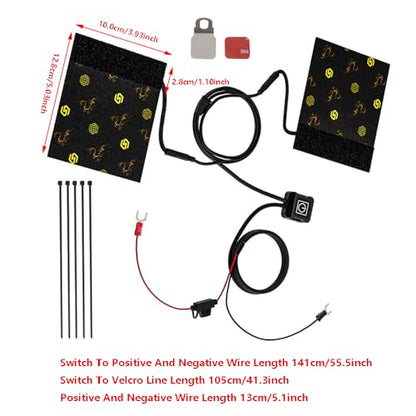 Riloer Motorcycle Heated Grip Cover Pad, 12V Scooter Motorcycle Hand Grip Heater Warmer Hot, 3 Temperature Settings Grips Handlebar Electric Heating Handle Cover (With Offset Printing Pattern) - style: With Offset Printing Pattern