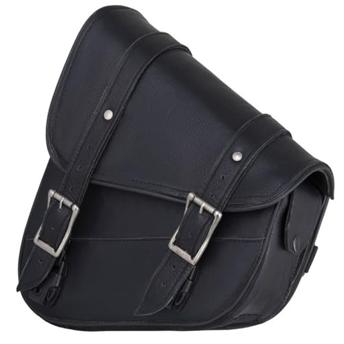Dream Apparel Motorcycle Swingarm Bag with Black Leather, Swing Arm Bag Motorcycle Saddlebag Left Side Tool Bag Fit for Softail/Triangulated Swingarm Models Dyna Low Rider Fat Bob - color: 01-Black Genuine Leather