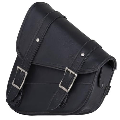 Dream Apparel Motorcycle Swingarm Bag with Black Leather, Swing Arm Bag Motorcycle Saddlebag Left Side Tool Bag Fit for Softail/Triangulated Swingarm Models Dyna Low Rider Fat Bob - color: 01-Black Genuine Leather