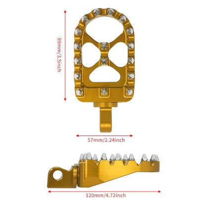CNC MX Style Wide Foot Pegs with 360° Roating Compatible with Harley Dyna Softail Fatboy Sportster Iron 883 Chopper Bobber Models Gold - color: Gold with Cone Spikes