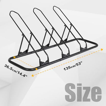 CyclingDeal Bicycle Floor Parking Rack Stand - for Mountain MTB Road Bike - Indoor Home Garage Storage - Adjustable for 3 Fat Bikes - size: 3 Bikes, style: Adjustable for Fat Bike