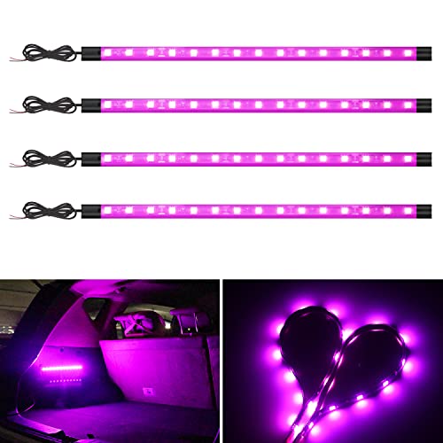 YM E-Bright Led Strip Lights for Cars, 27CM 5050 15SMD Waterproof Car Underglow Lights Motorcycles Golf Cart Boat Decoration Led Interior Exterior Lights Strip,DC-12V,Pinky Purple (Pack of 4) - color: Pink