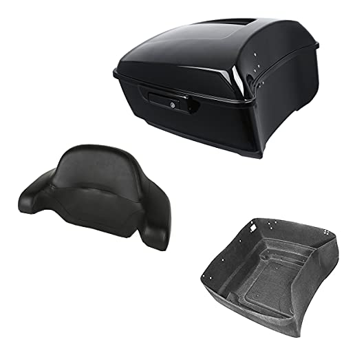 TCMT Black Latches King Motorcycle Trunk Wrap Around Backrest Fit For Harley 2014-2025 Touring CVO Road King Road Glide Street Glide Electra Glide Pack - color: Style B