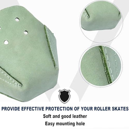 100% Real Cowhide | Toe Cap Guard Protectors | Roller Skate Derby Speed 1 Pair(Light Green) - color: Light Green