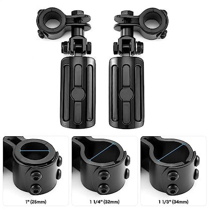 Highway Foot Pegs Fit for Motorcycle 1 inch to 1 1/3 inch with Engine Guard, Footpegs for Indian Harley Honda Suzuki Yamaha (Black) - color: Black