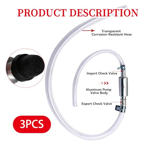 3 Set Brake Bleeder Hose Kit with One Way Check Valve, Universal Brake Bleeding Tool for Motorcycle Car Truck SUV, Includes Rubber Hoses Clamps Dust Caps for Brake Fluid Bleeder System - size: 3 Sets
