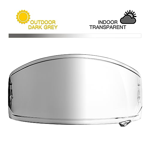 Full Face Motorcycle Helmet Photochromic Visor Compatible with Shoei RF-1200, X-14, Z-7,NXR and RF-SR Helmets | Replacement Helmet Face Shield,Transition Lens Clear-to-Light Grey, Self-Tinting in The Sun - size: Photochromic-1200