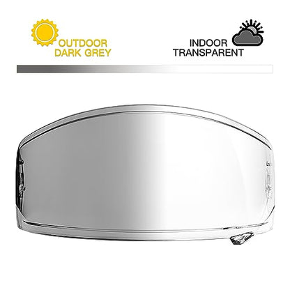 Full Face Motorcycle Helmet Photochromic Visor Compatible with Shoei RF-1200, X-14, Z-7,NXR and RF-SR Helmets | Replacement Helmet Face Shield,Transition Lens Clear-to-Light Grey, Self-Tinting in The Sun - size: Photochromic-1200