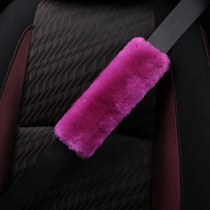 Soft & Cozy Australian Sheepskin Car Seat Belt Covers,2 Pack Fluffy Seatbelt Pads, Genunie Sheepskin Fur Shoulder Straps Cushions for Adults Kids Women and Men (Festival Fuchsia) - color: Festival Fuchsia