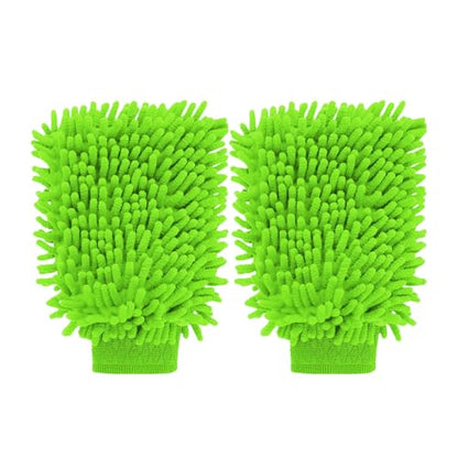Premium Chenille Car Wash Mitt - Ultra-Soft, Scratch-Free, and Lint-Free Microfiber Mitt for Superior Car Wash Kit, Car Detailing, and Car Cleaning Supplies (2)