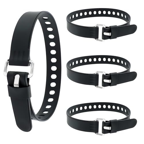 4Pcs 20-Inch Heavy-Duty Silicone Straps with Buckles, Reusable Adjustable Utility Tie Downs for Securing Truck Cargo, Luggage, Tools, Hoses