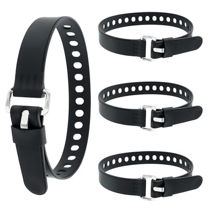 4Pcs 20-Inch Heavy-Duty Silicone Straps with Buckles, Reusable Adjustable Utility Tie Downs for Securing Truck Cargo, Luggage, Tools, Hoses