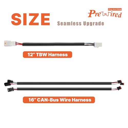 16" Extended CAN-Bus Switch Control Wire Harness & 12" TBW Throttle by Wire Handlebar Extension Kit for Harley 2016-2023 Touring and Softail Models - style: 16" and 12"