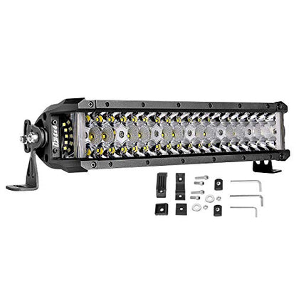 13.5 Inch LED Light Bar, 174W Side Shooter Triple Row LED Pods Off Road Bumper Bar Spot Flood Combo Driving Fog Lights for Trucks ATV UTV SUV Pickup Boat Tractor - size: 13.5 Inch