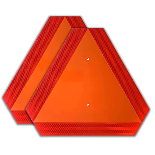 (2 Pack) Slow Moving Vehicle Triangle Safety Sign, Aluminum 14"x16" Engineering Grade Reflective Golf Cart Accessories, Up to 7 Years Outdoor (Orange) - style: 2-Pack Aluminum