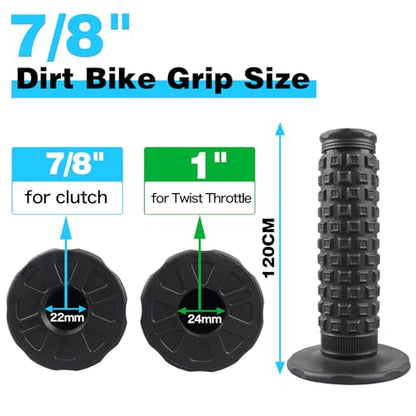 7/8" Dirt Bike Grip Rubber Anti-Slip Universal Motorcycle Grips Handlebar Racing Grip for Motocross Mini Bike Surron Light Bee x Grips KLX110 YZ450F XR50 CRF80 Motocross Grips - color: Black