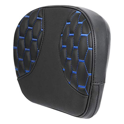 SLMOTO Detachable Leather Passenger Sissy Bar Backrest Pad Bracket Fits For Harley Touring Road King Electra 2014-2023, Blue Stitching - color: Blue Passenger Backrest PAD