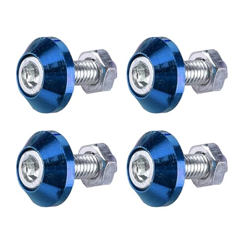 4PCS Motorcycle License Plate Bolts, Aluminum Alloy Car Tag License Plate Screw Decorative Kit, License Plate Frame Fastener Accessories for Most Motorcycles, Cars, Trucks (Blue) - color: Blue