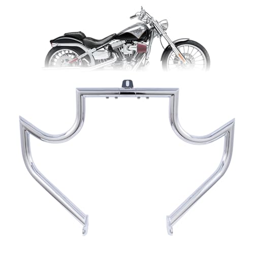 Kinglemc Crash Bar Engine Guard Highway Freeway Bar for Harley Davidson Breakout Blackline Rocker Softail Standard Custom Springer Deuce Night Train 2000-2017 (Mustache Style-Chrome) - color: Mustache Style-Chrome