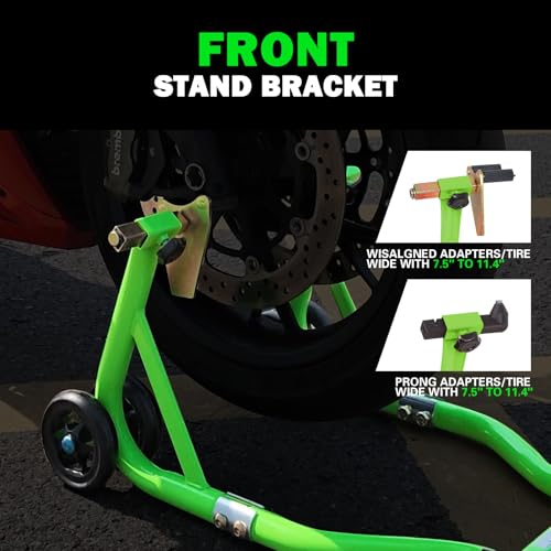 MOTO4U Motorcycle Stand,880lbs Motorcycle Stands Front and Rear with 4 Adjustable Swingarm Spool,Heavy Duty Front Rear Wheels Lift Combo,Paddock Stands Dual bolt Universal Fit for Most Sport Bike