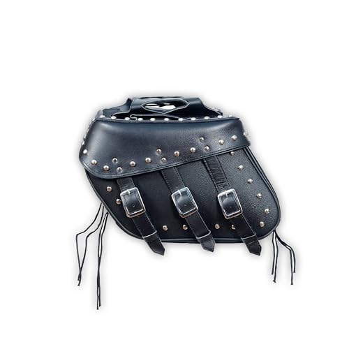 Motorcycle Saddlebags, 33L Large Capacity Saddle Bags Motorcycles, Genuine Leather Motorcycle Luggage Bag, Universal Motorcycle Throw Over Saddlebag, Black, HD-SAD551S