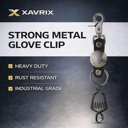 Heavy Duty Glove & Hat Clip with Carabiner, All-Metal Spring Clamp Work Glove Holder for Tool Belt, Harness, Backpack - style: Leather