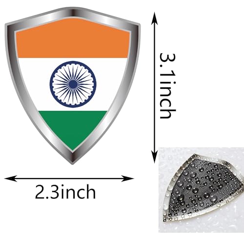 India Flag Decal Sticker - Indians Flags Shield Shape Reflective Vinyl Car Stickers - for Car Window Bumper Laptop Waterproof Sticker (5Pcs) - color: India