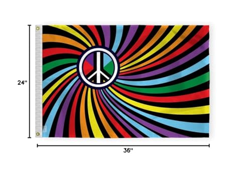 AGAS Peace Swirl Rainbow Flag 2x3 Ft - Printed 200D Nylon - Brass Grommets - Fade Proof Sharp Colors - Swirl Pride Community Flag - color: 2x3 ft