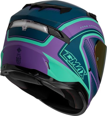 Gmax FF-98 Aftershock Full Face Helmet with Rear LED Light - color: Matte Purple/Blue