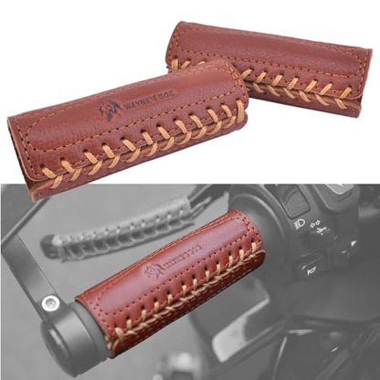 Leather Motorcycle Handlebar Grip Covers, No Fringe Brake Clutch Covers for HD Motorcycles - color: Brown: Handlebar Cover