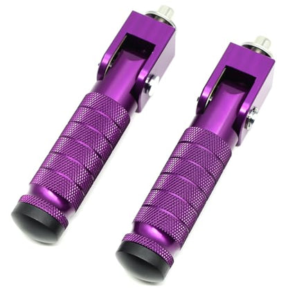 Purple Motorcycle Bicycle Folding Foot Pegs 90 Degree Foldable Electric Motorbike Ebike For Super73 S2/ZX/RX/R/S Passenger Footrests Rearsets Rear Set Footpegs foot Rest Pedals M8 Install Bolts - color: Purple-Foldable