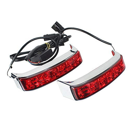 Eagle Lights Saddle-Lights Chrome Saddle Bag LED Lights for 2014 to Current Harley Davidson Touring Models - color: Chrome with Red Lens