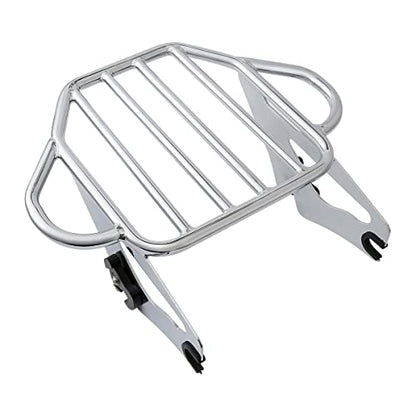 XFMT Motorcycle King Detachable Two-Up Luggage Rack for Harley Touring Road King Street Glide Road Glide Electra Glide 2009-Later, Chrome - color: Harp-Shape Luggage Rack-Chrome