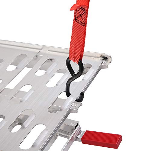 7.5ft Aluminum Folding Loading Ramp,Lightweight Truck Ramps,Heavy Duty Anti-Slip Aluminum Folding Portable Ramp,Vehicle Loading Ramp,with Load Strap,for Motorcycle Cart Lawn Mower Dirt Bike (Silver)