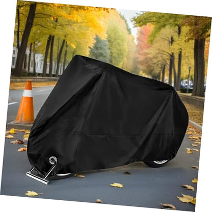 Motorcycle Cover XL Portable Tarpaulin Protective Bag for All Weather Sunscreen Dust Protection with Lockhole Essential Gear for Motorcycle Enthusiasts Black