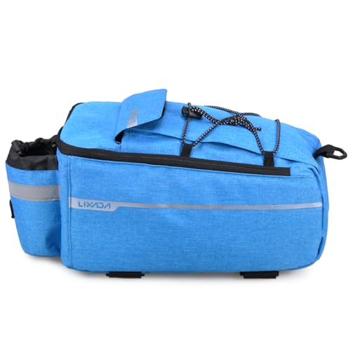 Lixada Bike Panniers Bike Trunk Bag Insulated Bag for Warm/Cool Items, Bicycle Rear Rack Storage Luggage Bicycle Seat Multifunctional Insulated Trunk Cooler Bag Shoulder Bag 11.4 6.3 6.7in - color: Blue