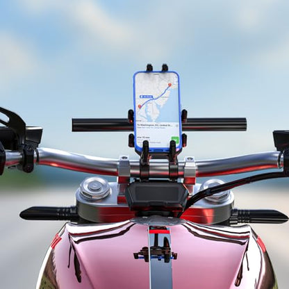LOKTENWO 11.81" Long Dual Clamp Handlebar Extender, Aluminum Cross Bar Extension for Motorcycle Bike Bicycle Scooter, Fits 0.875/1.0/1.125/1.26" Handlebars for Phone Holder Light GPS Action Camera