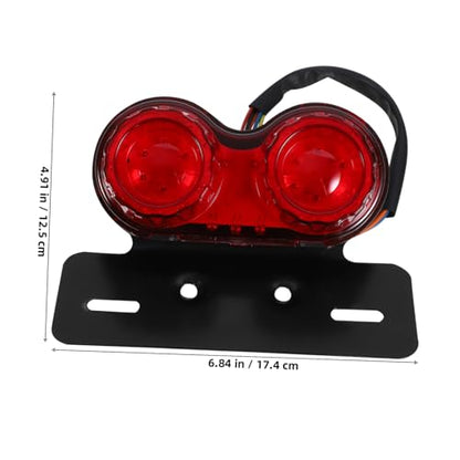 POPETPOP LED Motorcycle Tail Light Brake Lamp Red Cover Aluminum Alloy Rear Indicator Brake Warning Light Compact for Motorbike Accessories